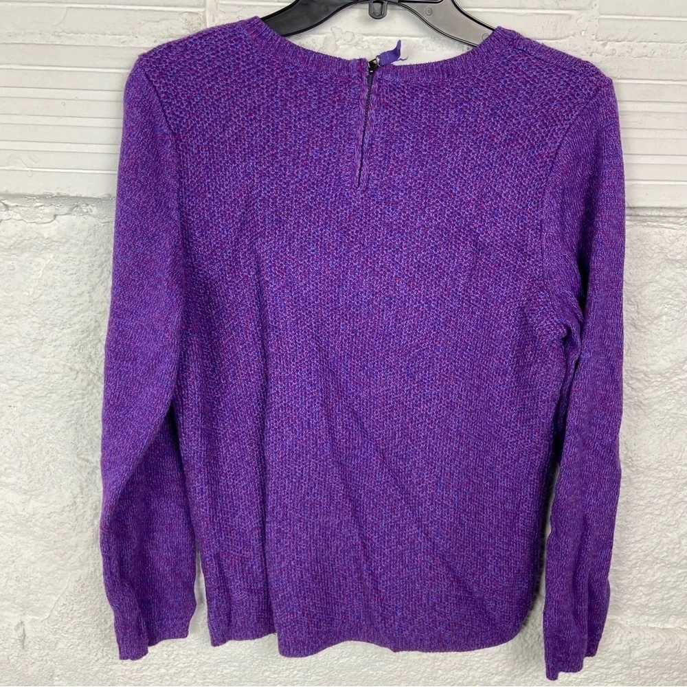 Talbots chunky cable knit Rich Purple Women's Crew Neck Sweater SZ large petite - Picture 9 of 12